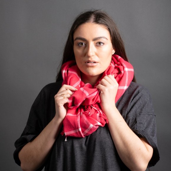 Pink Checker Scarf - Picture 6 of 8